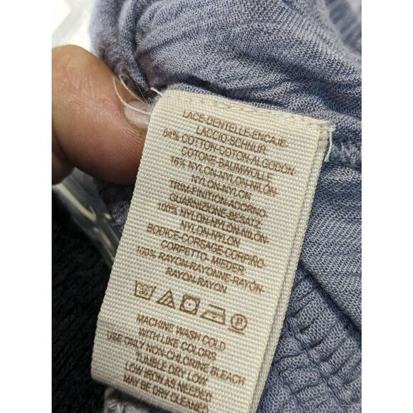 Free People Cold Shoulder Lace Boho Short Sleeve Blouse Top Lavender Purple XS - Picture 8 of 8